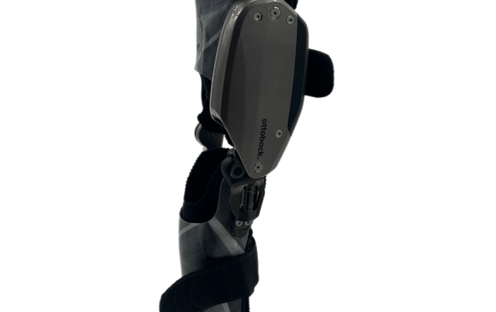 C-Brace KAFO knee ankle foot orthosis in a black color with velcro straps